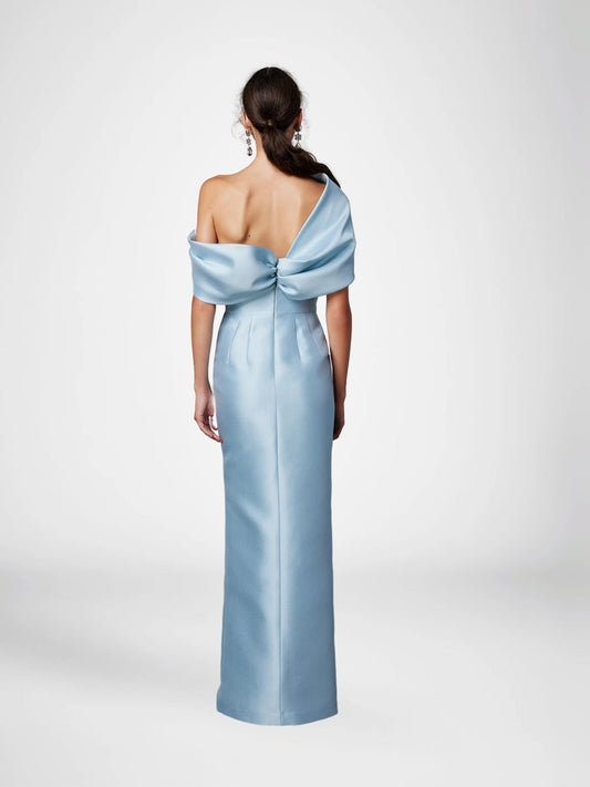 A-line/Princess Single Shoulder Half Sleeve Floor Standing Bridal Dress