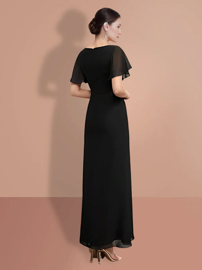 Straight leg and ankle short sleeved bridal mother dress