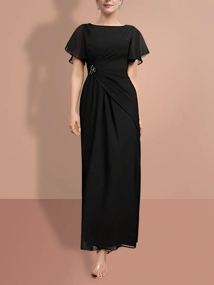 Straight leg and ankle short sleeved bridal mother dress