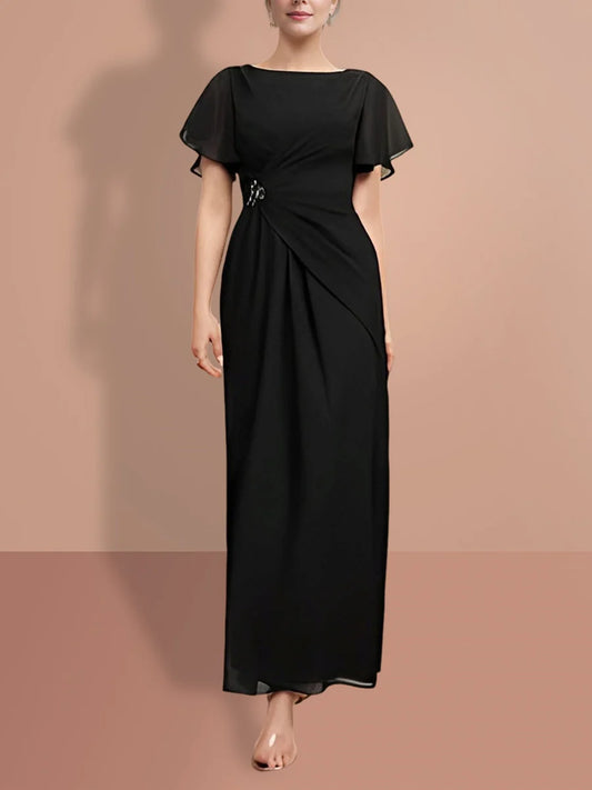 Straight leg and ankle short sleeved bridal mother dress