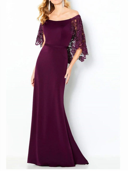 Tight off shoulder lace bridal mother gown