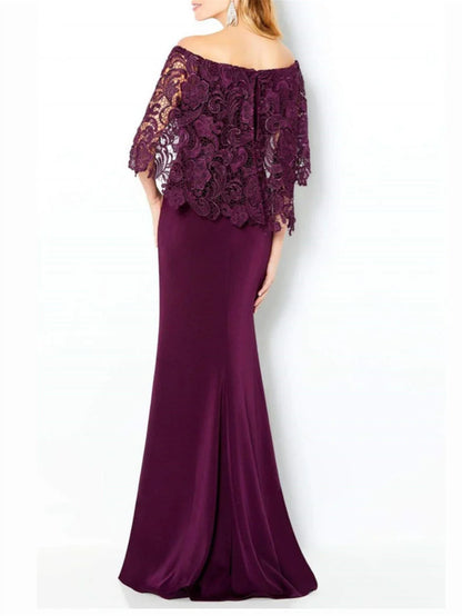 Tight off shoulder lace bridal mother gown