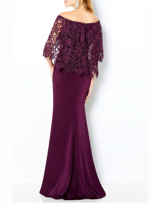 Tight off shoulder lace bridal mother gown