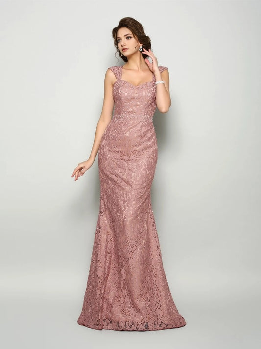Mermaid Straps Sleeveless Sweep/Brush Train With Lace Mother of the Bride Dresses