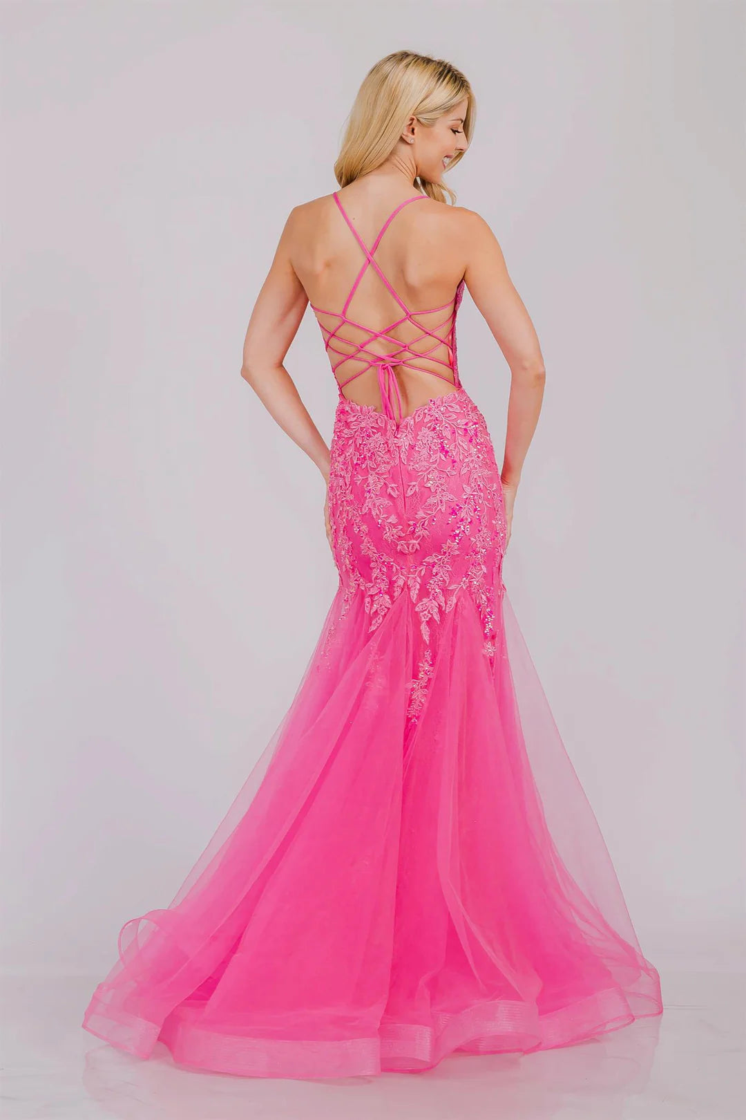 Mermaid V-neckline tight corset backless dress floor length sheer long skirt