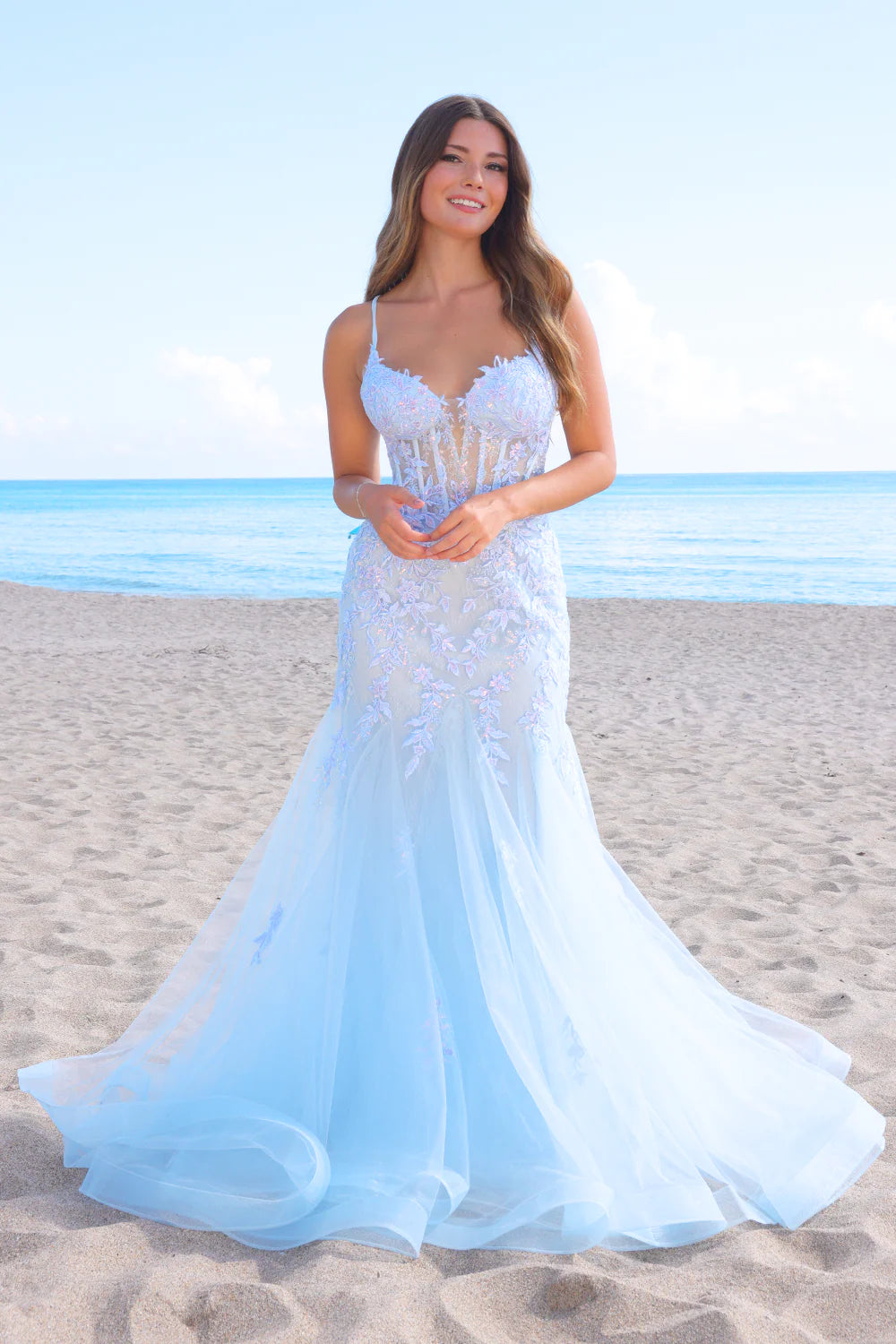 Mermaid V-neckline tight corset backless dress floor length sheer long skirt