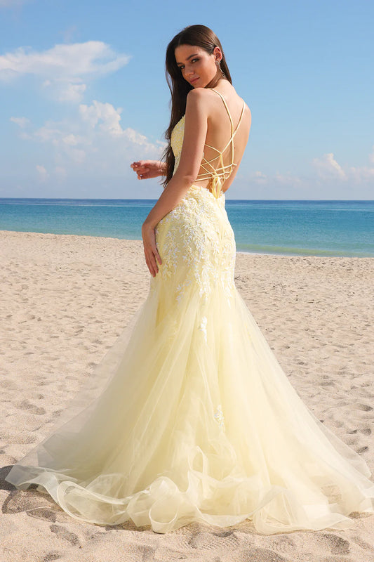Mermaid V-neckline tight corset backless dress floor length sheer long skirt