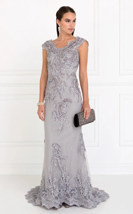 Mermaid lace applique dress for brides and mothers