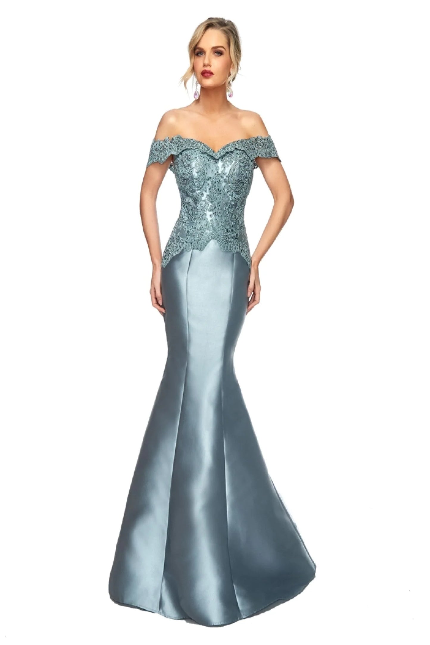 Mermaid lace one shoulder waist and floor length skirt for brides and mothers