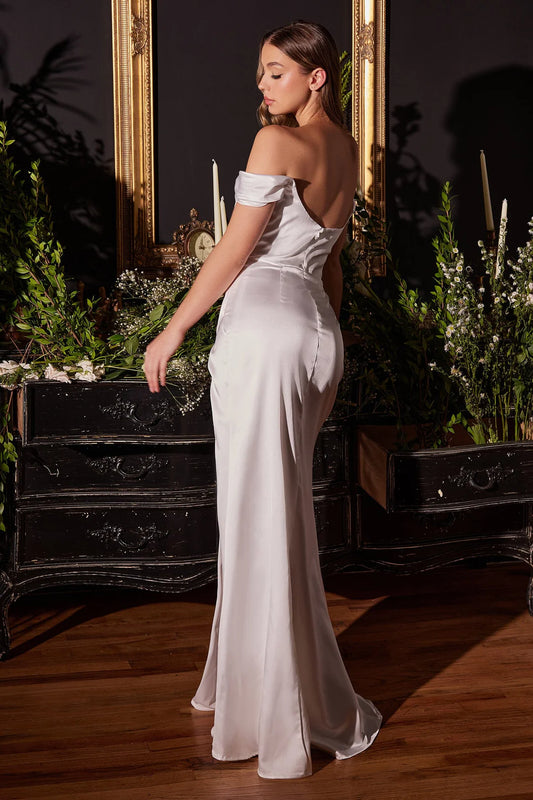 Mermaid one shoulder square neck dress with side slit