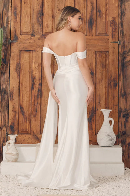 Mermaid one shoulder square neck dress with side slit