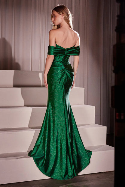 Mermaid one shoulder tight corset formal dress with side slit