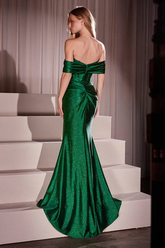 Mermaid one shoulder tight corset formal dress with side slit