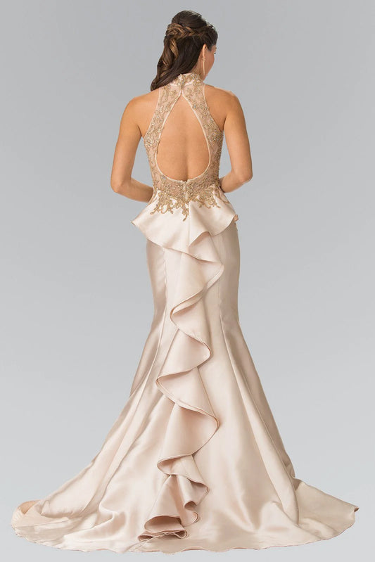 Mermaid pleated phantom backless dress