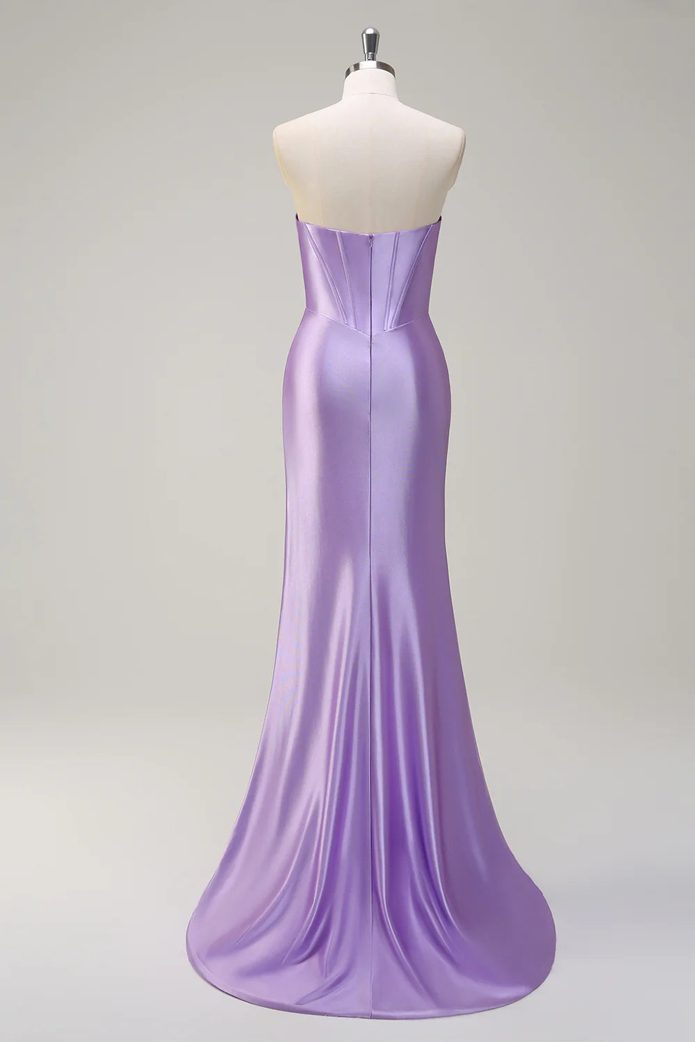 Mermaid strapless pleated long ball dress with slit
