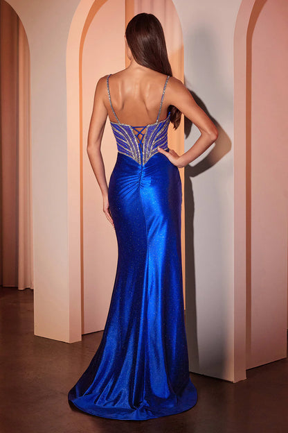 Mermaid thin suspender deep V-neck dress with side slit