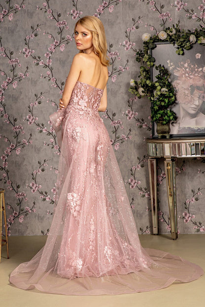 Mermaid three-dimensional flower strapless tight corset dress with tail