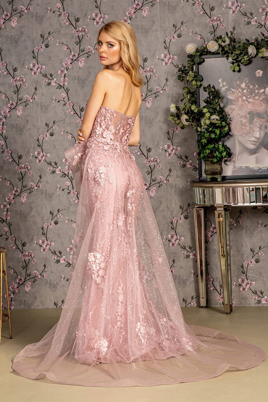 Mermaid three-dimensional flower strapless tight corset dress with tail