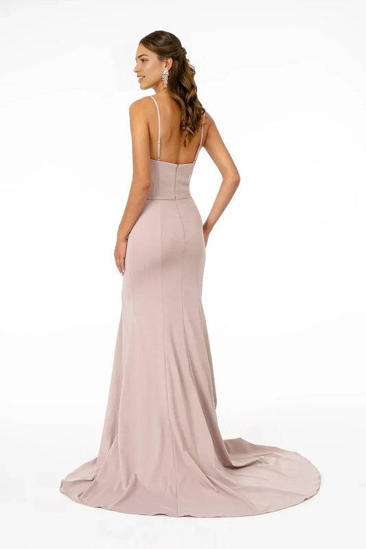 Minimalist Square Neck sleeveless Spaghetti Strap Back Zip Floor length Side Slit prom dress for women for sale