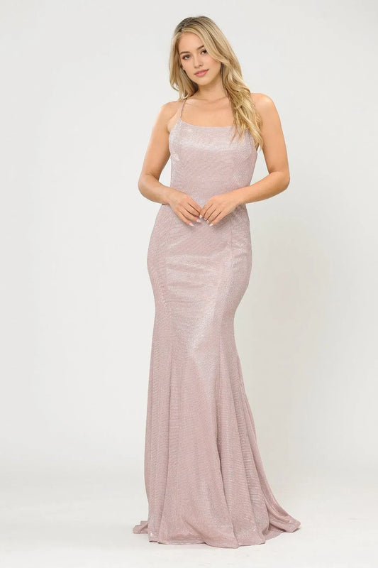 Minimalist glitter Square Sleeveless Crisscross Back Mermaid Floor length prom dress for women for sale
