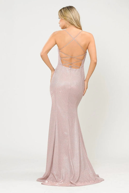 Minimalist glitter Square Sleeveless Crisscross Back Mermaid Floor length prom dress for women for sale