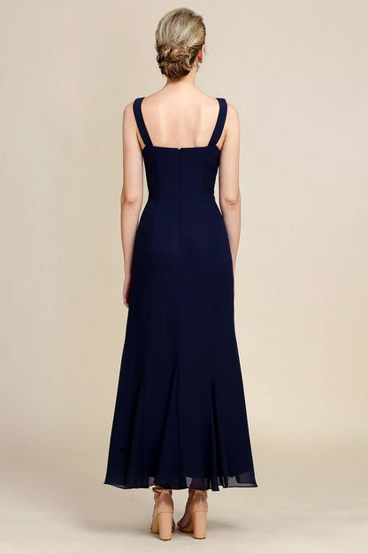 Navy Mermaid Two Piece Sparkly Beaded Mother of the Bride Dress