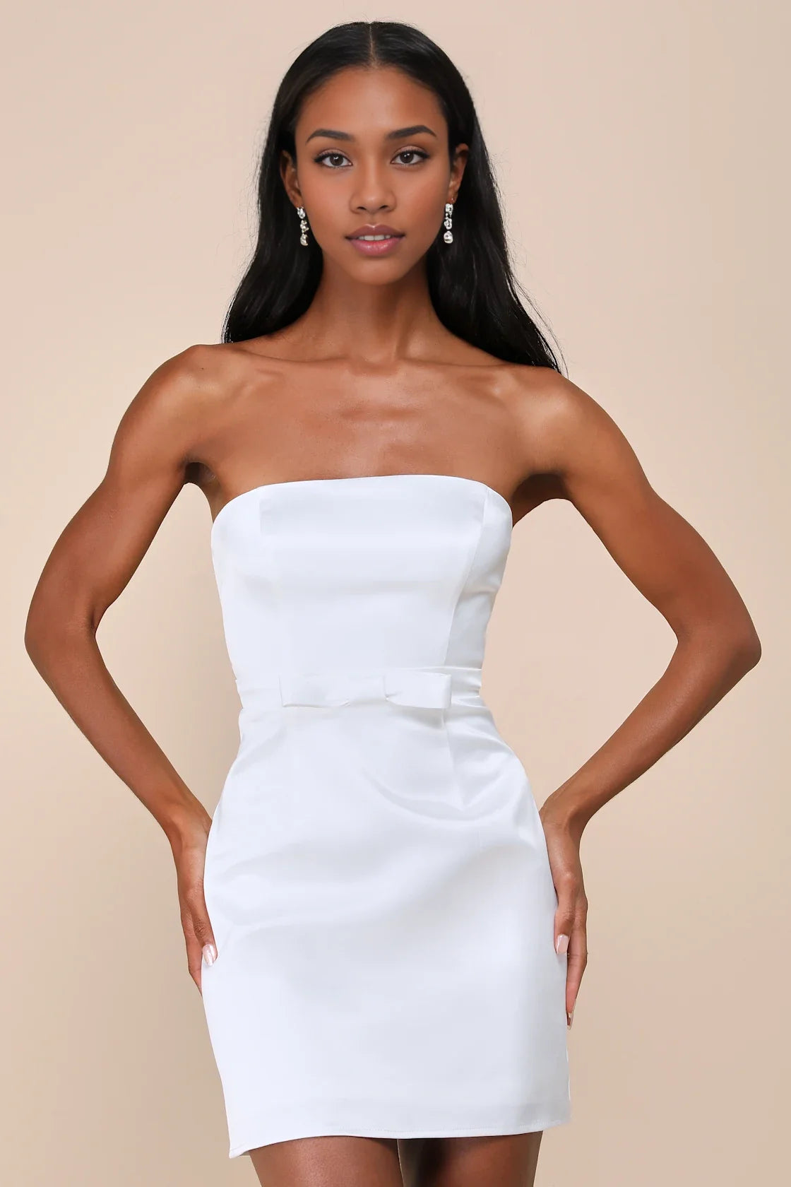 OKBBN Cute and Unique Satin Off Shoulder Bow Mini Homecoming Dresses