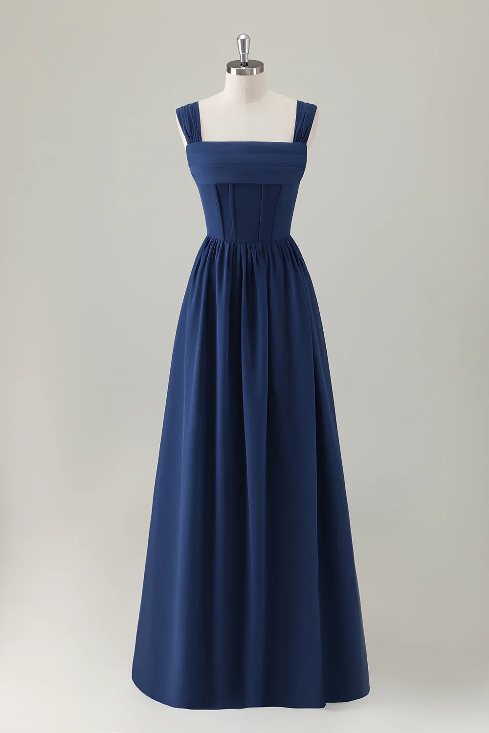 OKBBN Elegant A-line Square Neck Waist Chiffon Long Back Strap Bridesmaid Dresses