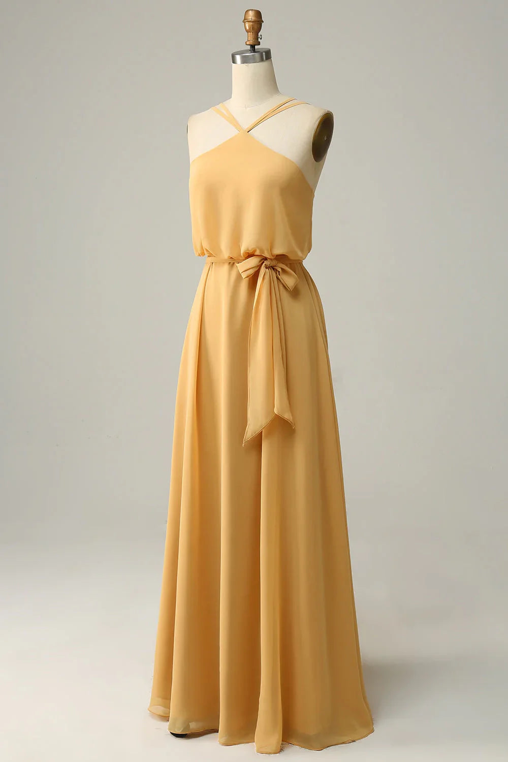 OKBBN Elegant A-line backless long bow Bridesmaid Dresses
