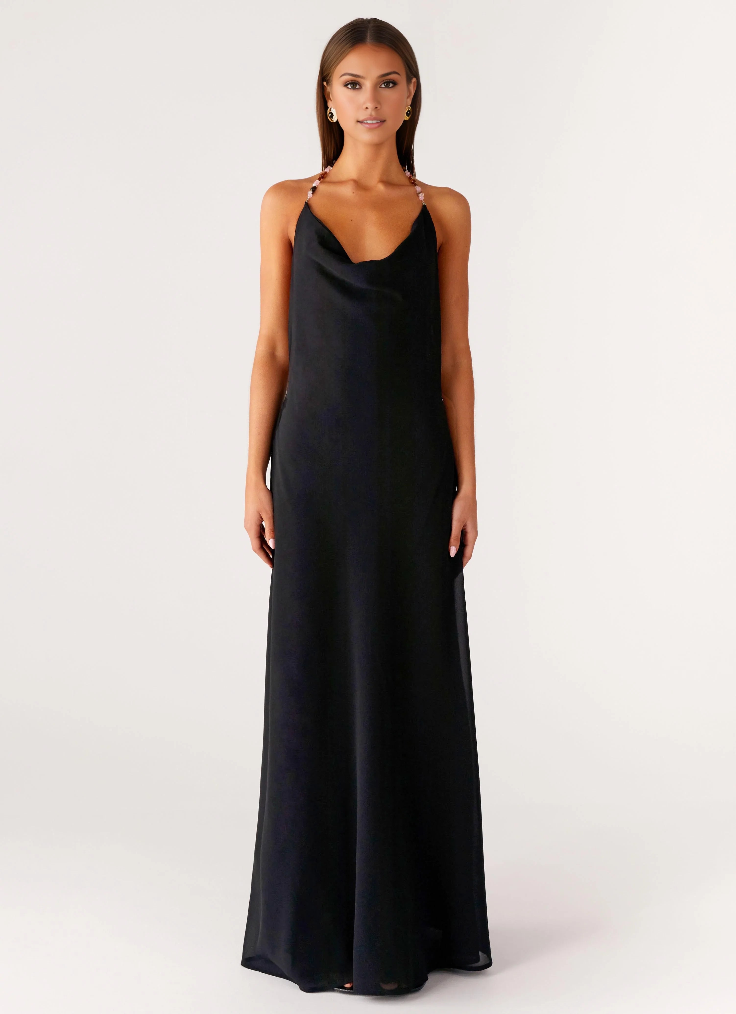 OKBBN Elegant Front Collar Beaded Strap Low Waist Homecoming Dresses