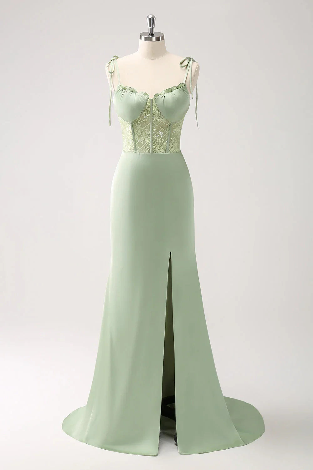 OKBBN Elegant Mermaid Thin Shoulder Straps with Slits for Bodybinding Bridesmaid Dresses
