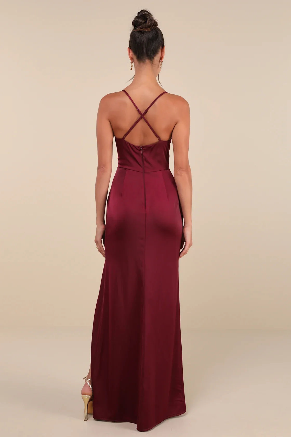 OKBBN Elegant Satin Drop Neck Tulip Strap Sleeveless Homecoming Dresses