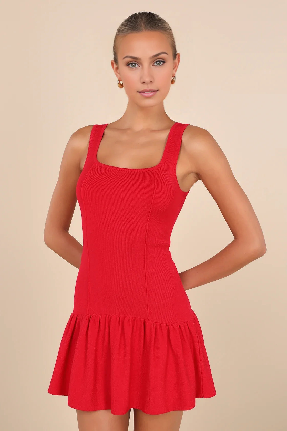 OKBBN Elegant Sleeveless Seam Low Waist Mini Homecoming Dresses