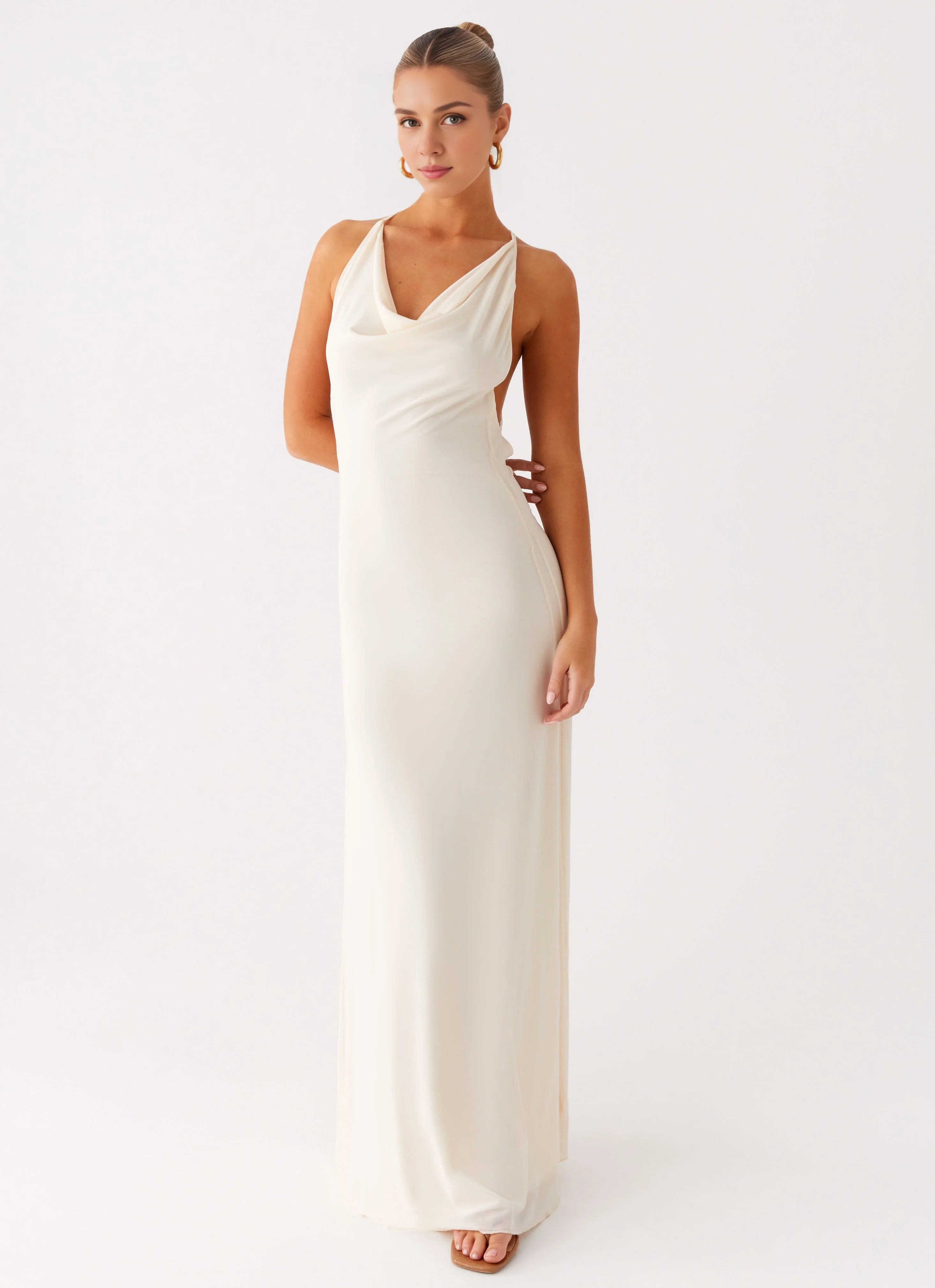 OKBBN Elegant Slimming Pendant Collar Cross Back Homecoming Dresses