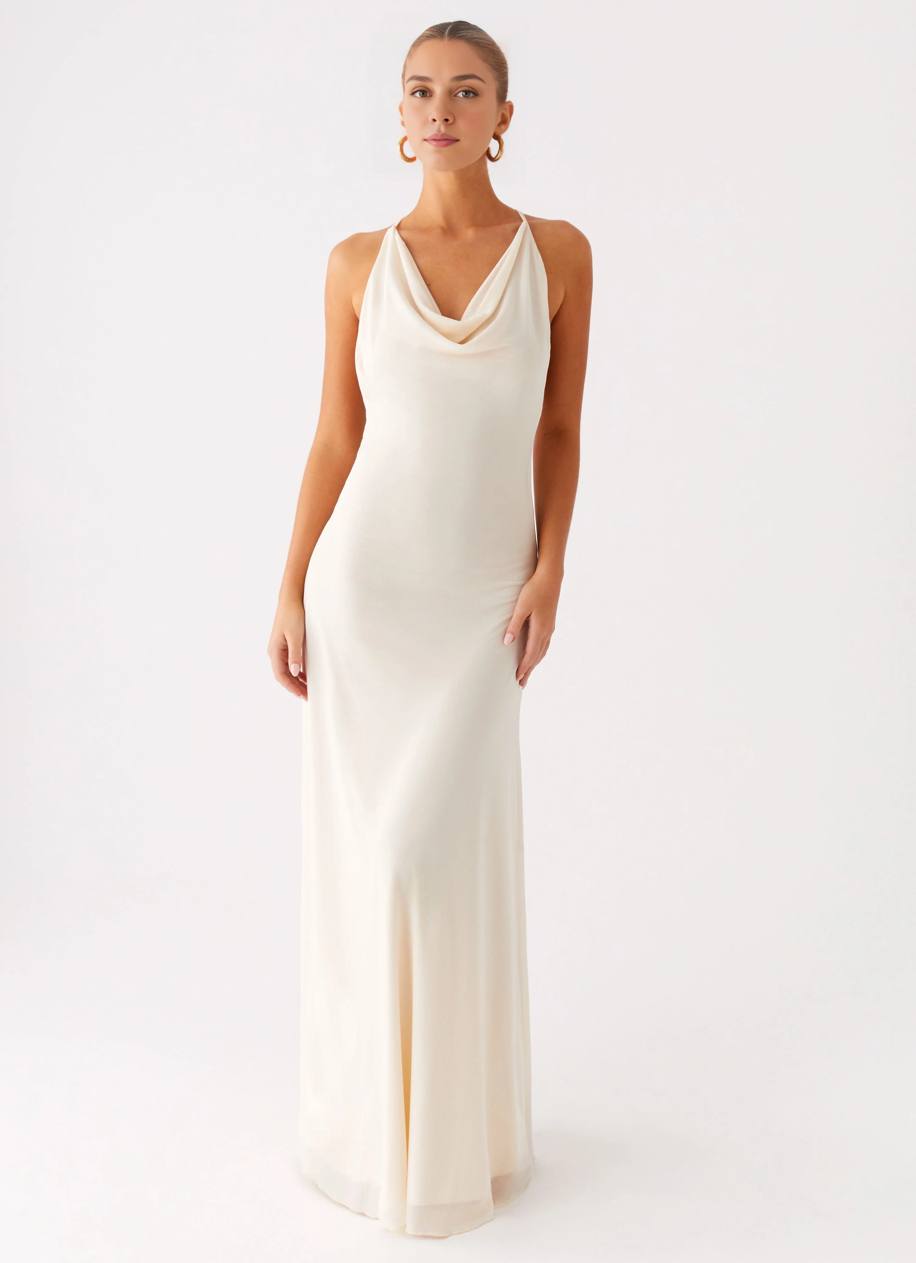 OKBBN Elegant Slimming Pendant Collar Cross Back Homecoming Dresses