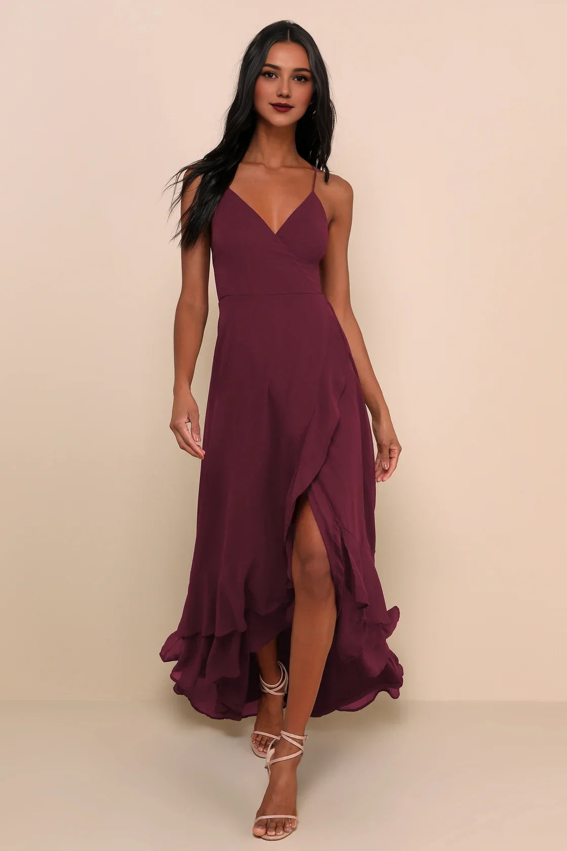 OKBBN Elegant Thin Strap Sleeveless Strap High/Low Homecoming Dresses