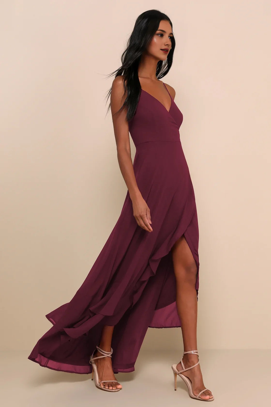 OKBBN Elegant Thin Strap Sleeveless Strap High/Low Homecoming Dresses