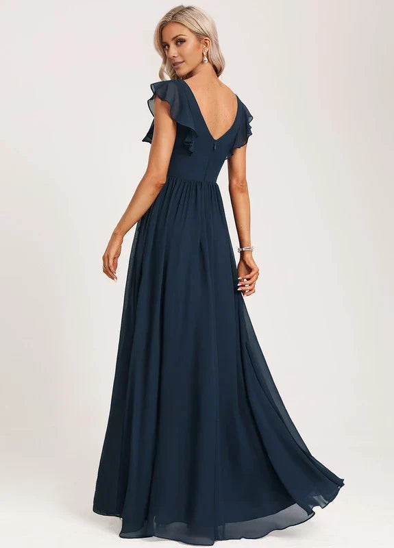 OKBBN Elegant V-neck Sleeveless Slimming Prom Dresses