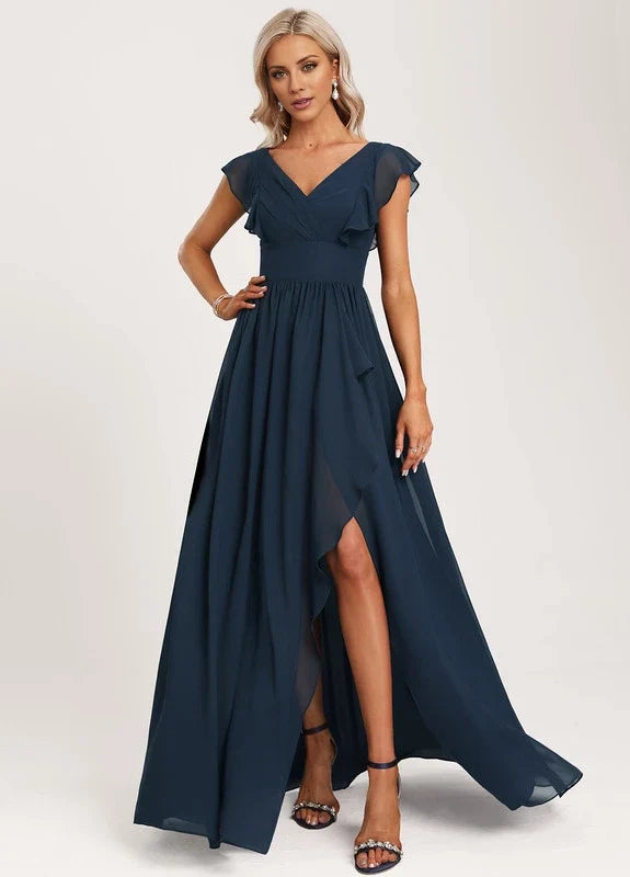 OKBBN Elegant V-neck Sleeveless Slimming Prom Dresses