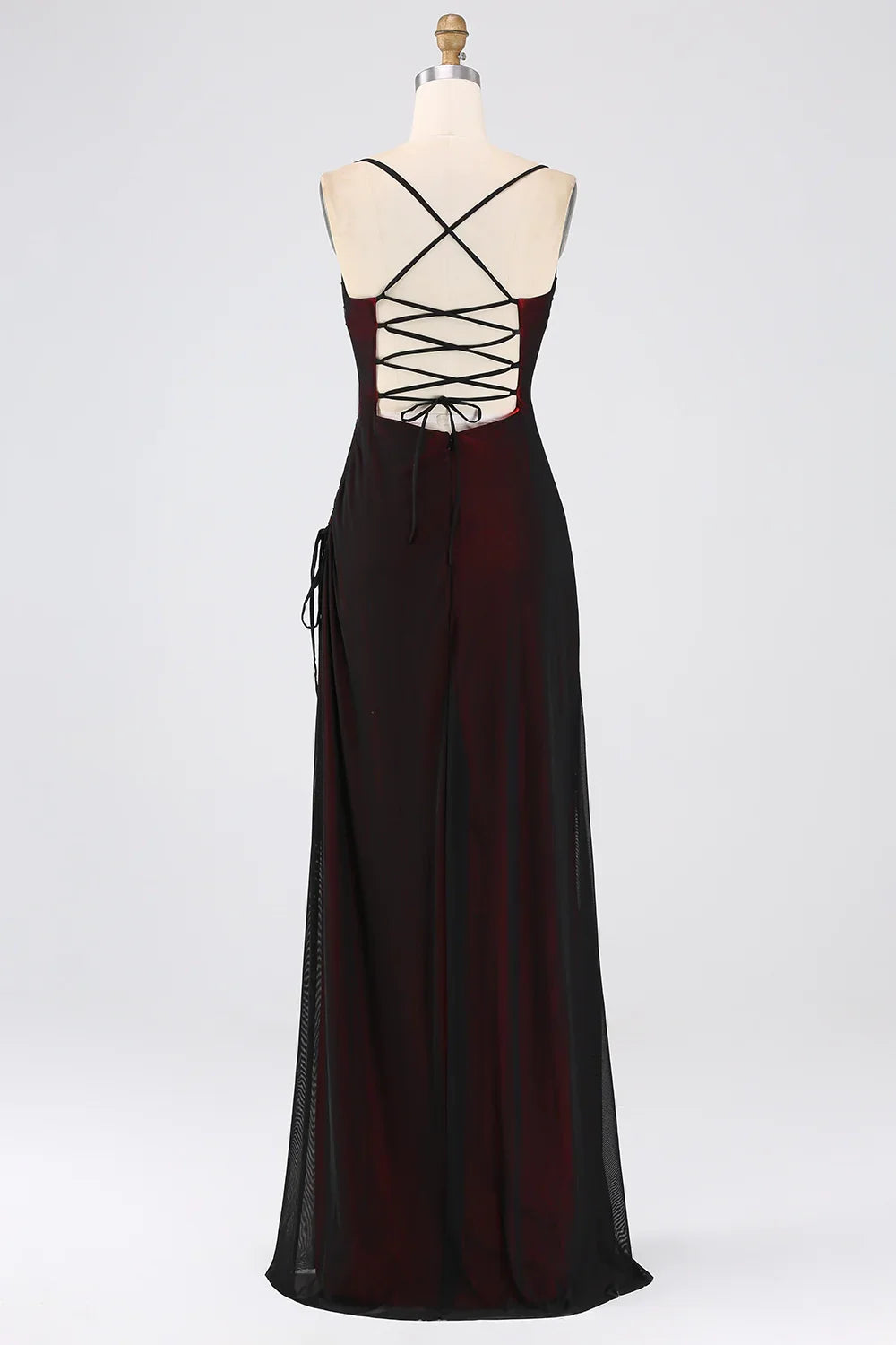 OKBBN Elegant Wrinkle Tight Strap Long Back Strap Slimming Bridesmaid Dresses