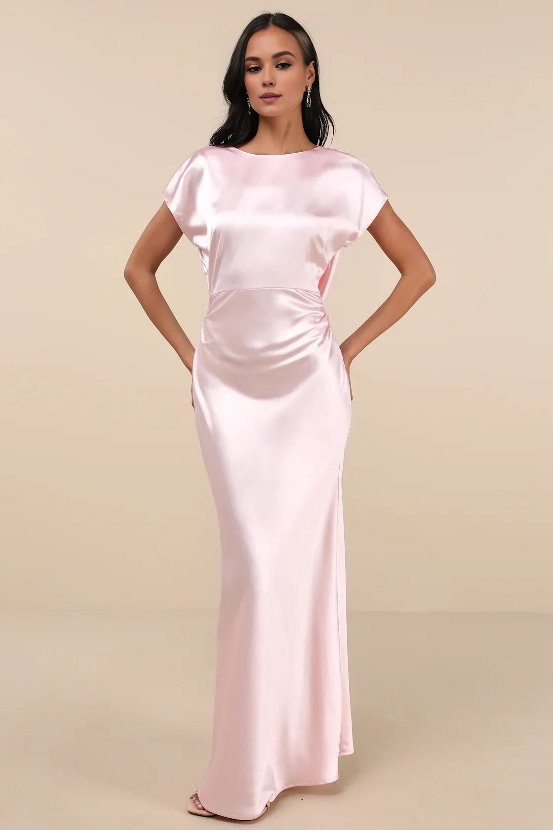 OKBBN's elegant and charming slim fitting satin hanging back Homecoming Dresses
