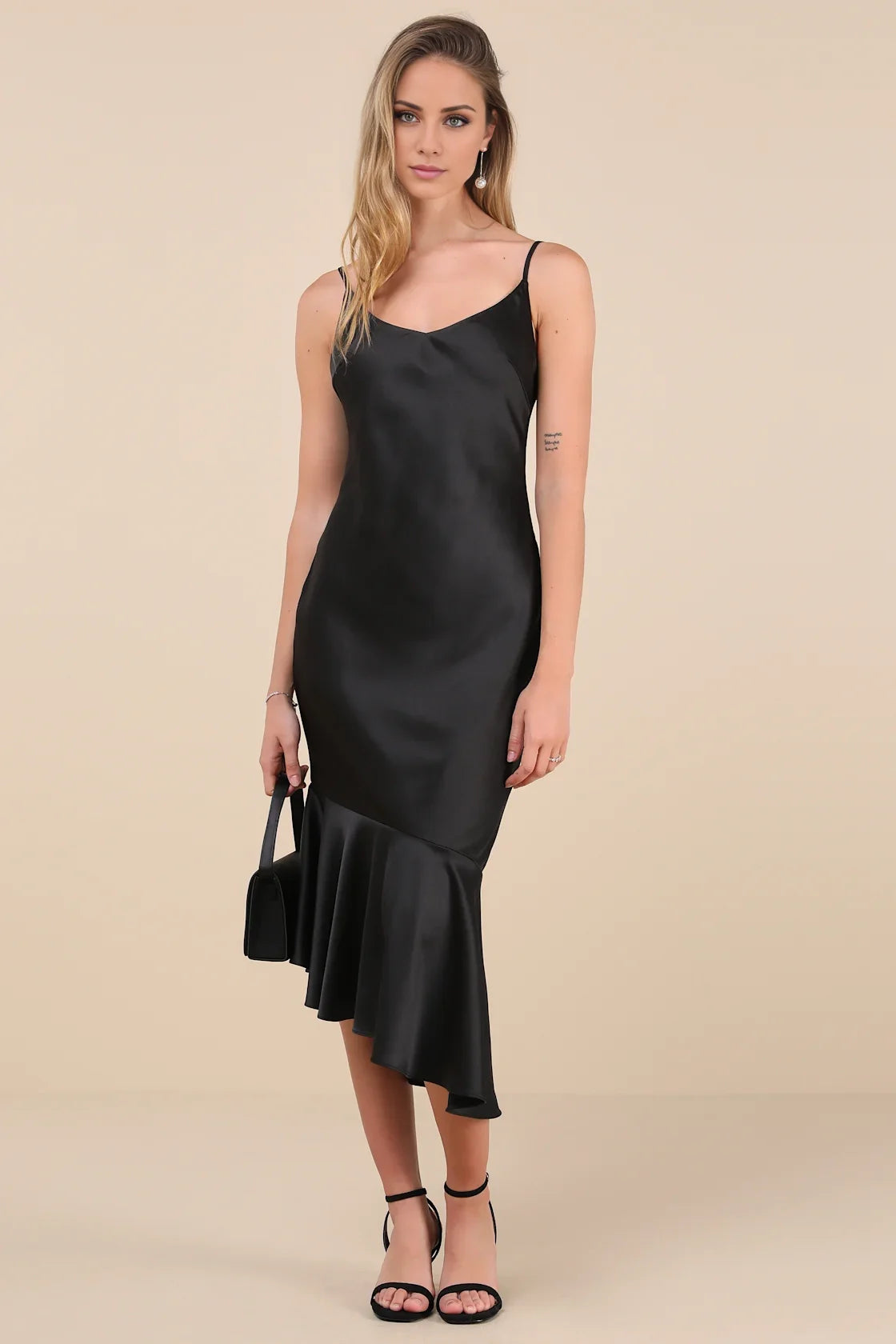 OKBBN's elegant satin asymmetric layered medium length Homecoming Dresses