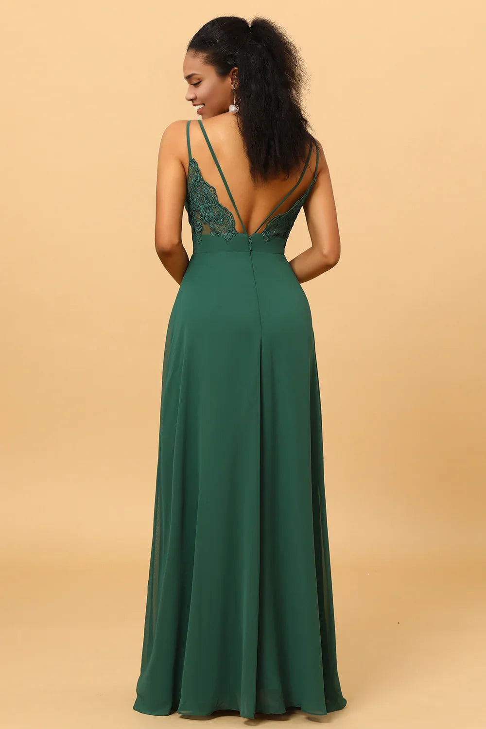 OKBBN's charming A-line V-neck and floor length chiffon Bridesmaid Dresses