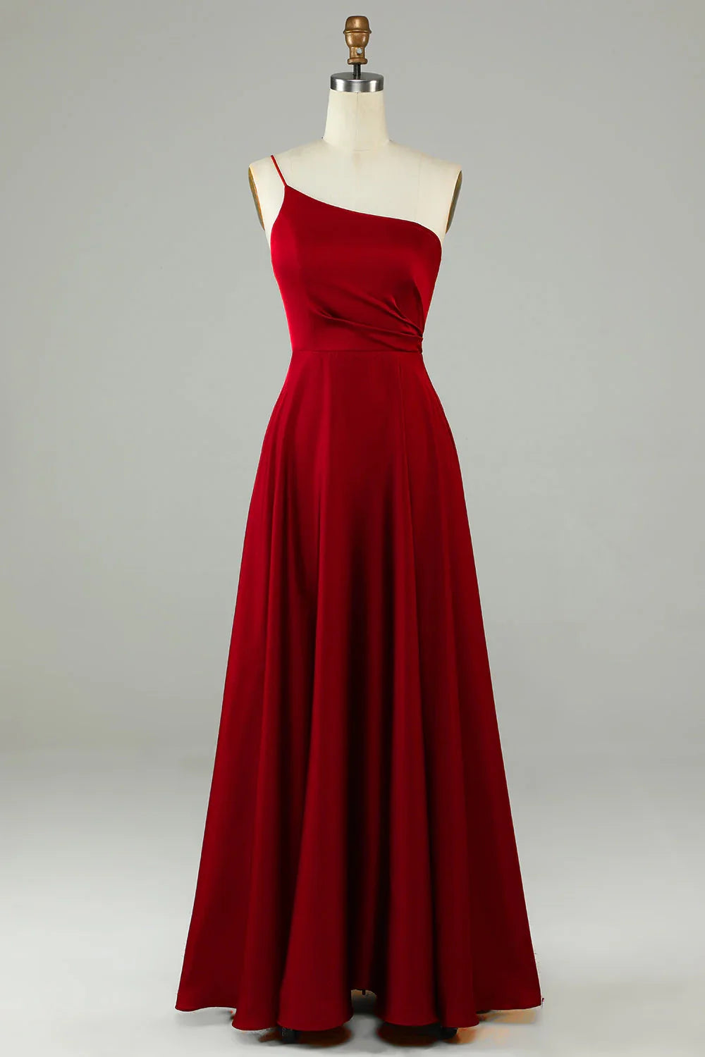 OKBBN's charming A-line shoulder long pleated Bridesmaid Dresses