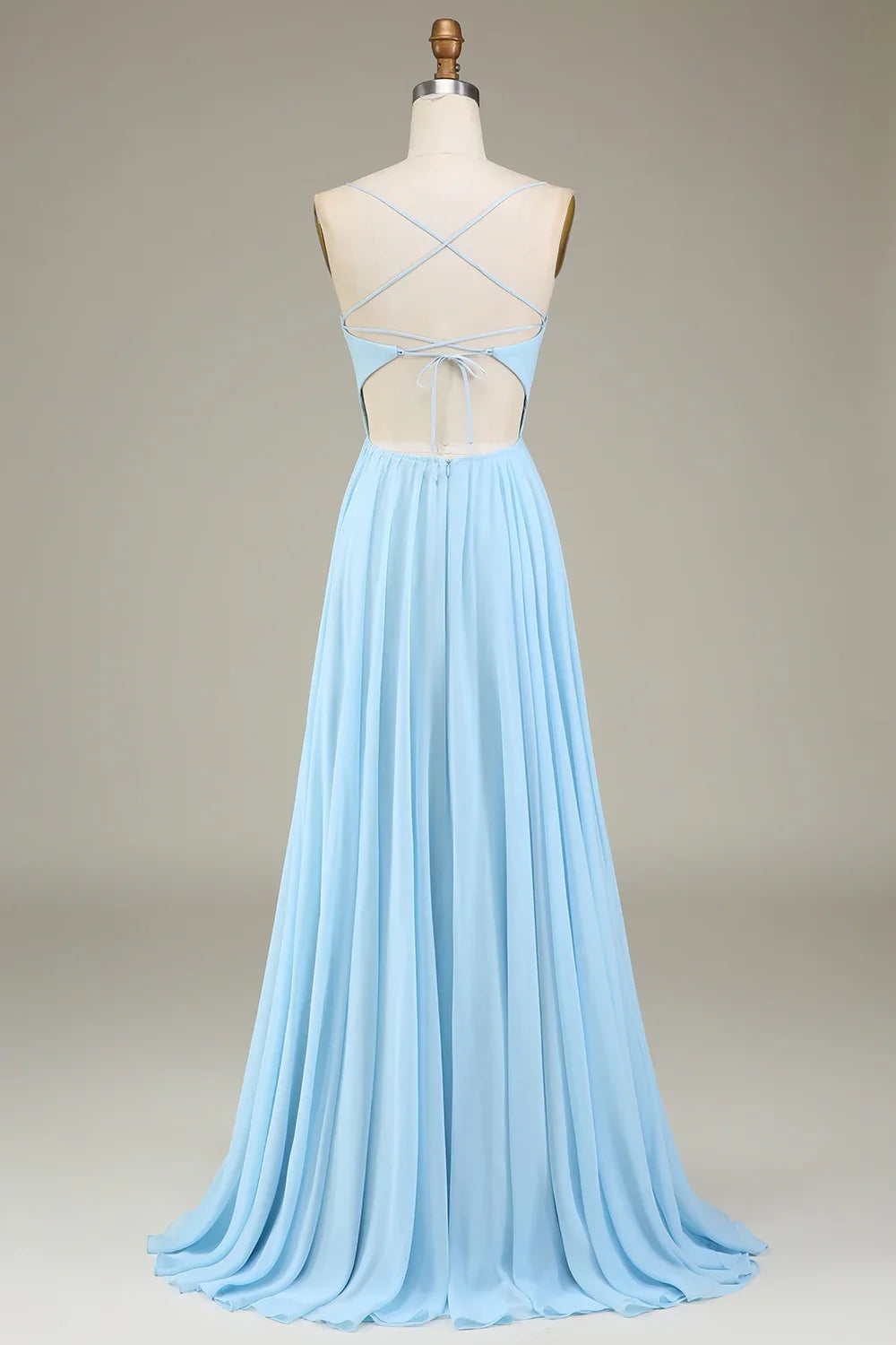 OKBBN's charming A-line thin shoulder strap chiffon long Bridesmaid Dresses