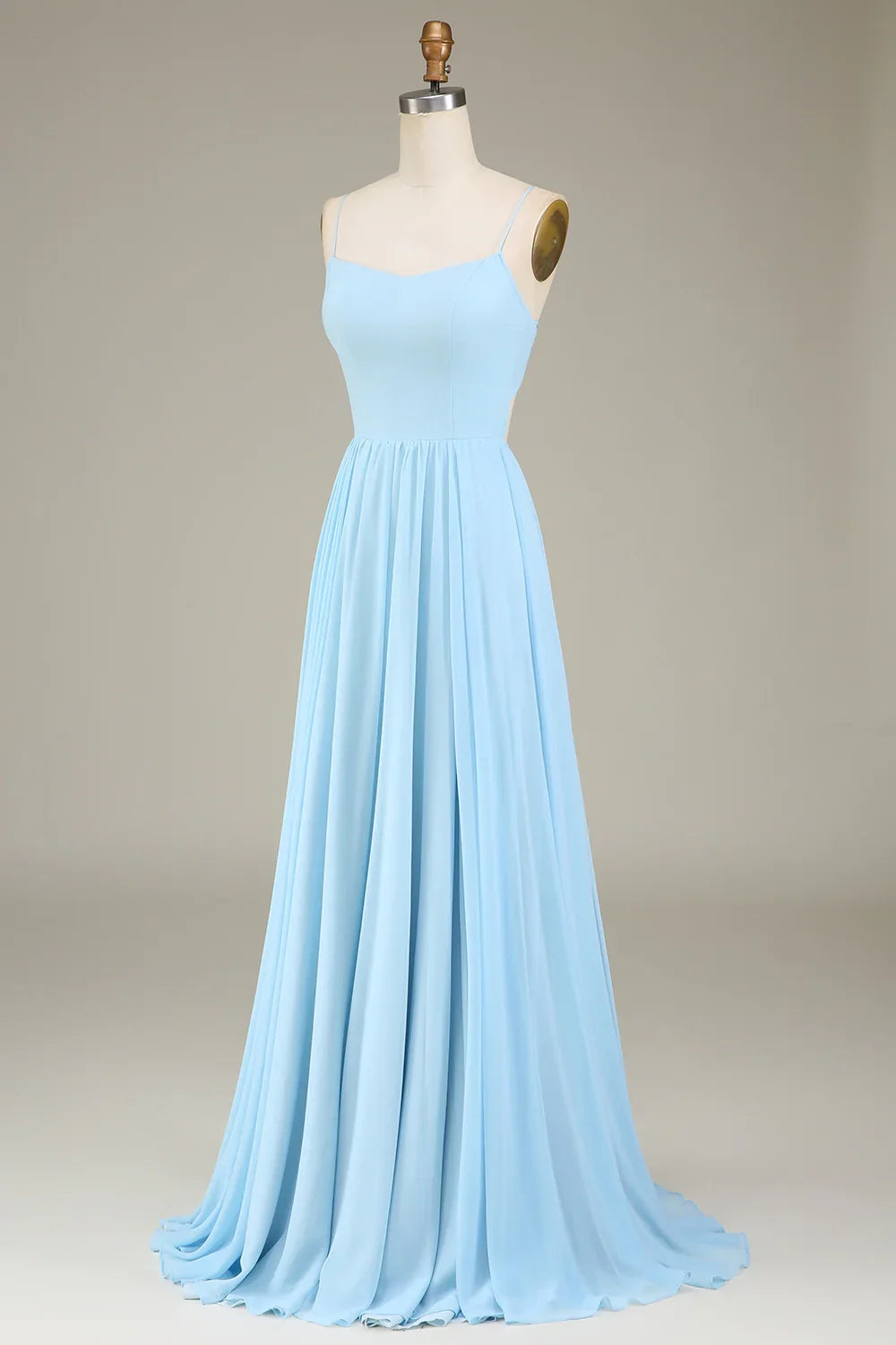 OKBBN's charming A-line thin shoulder strap chiffon long Bridesmaid Dresses