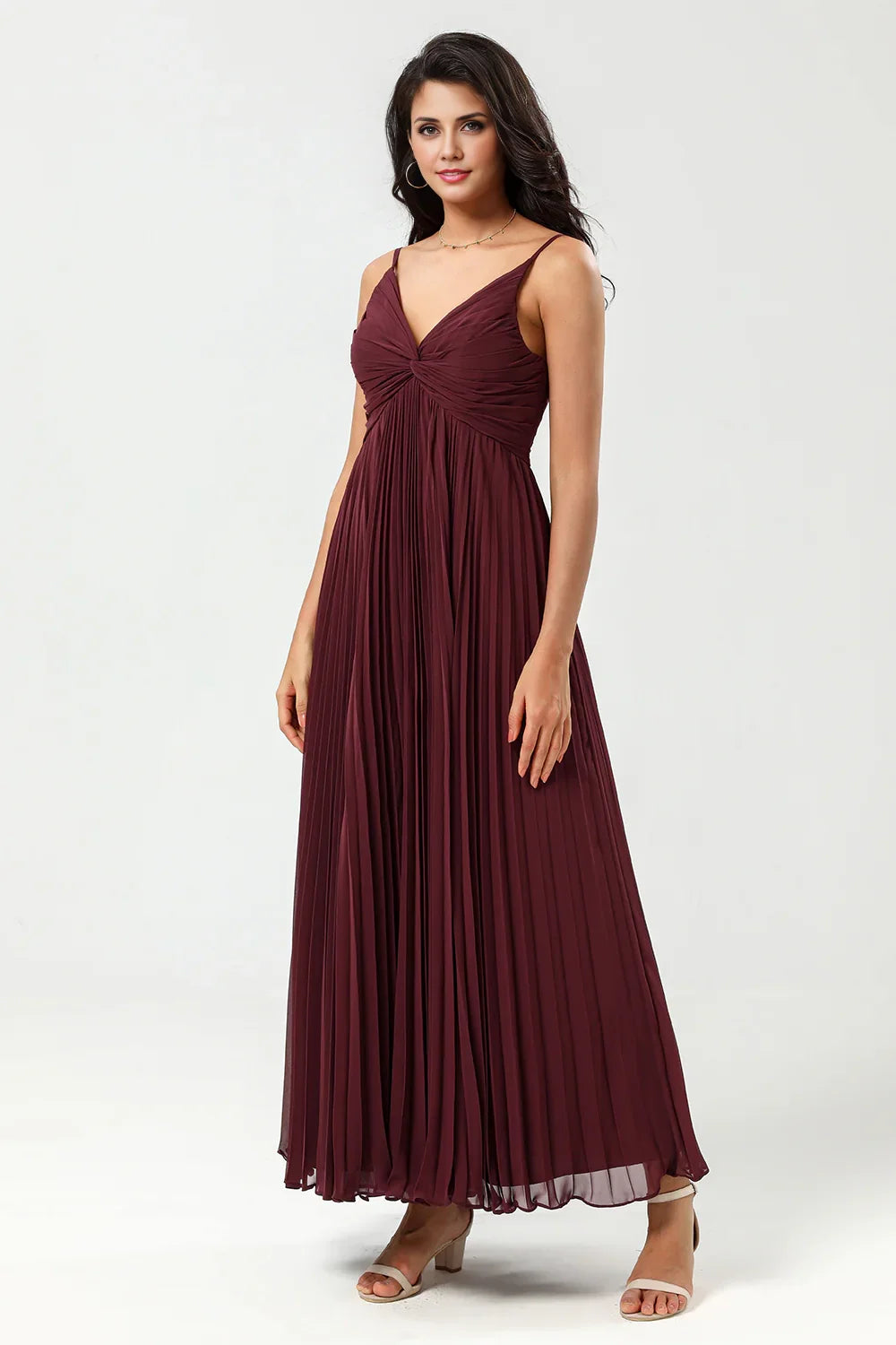 OKBBN's charming A-line thin shoulder straps and ground chiffon ruffled Bridesmaid Dresses