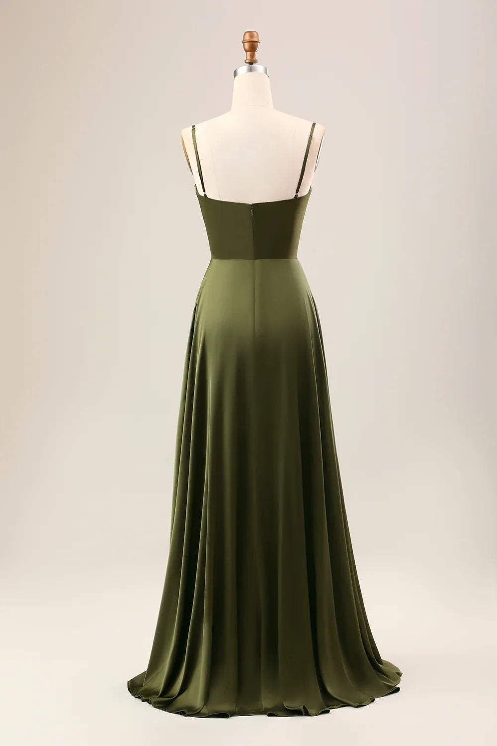 OKBBN's charming A-line thin shoulder strap slit long Bridesmaid Dresses
