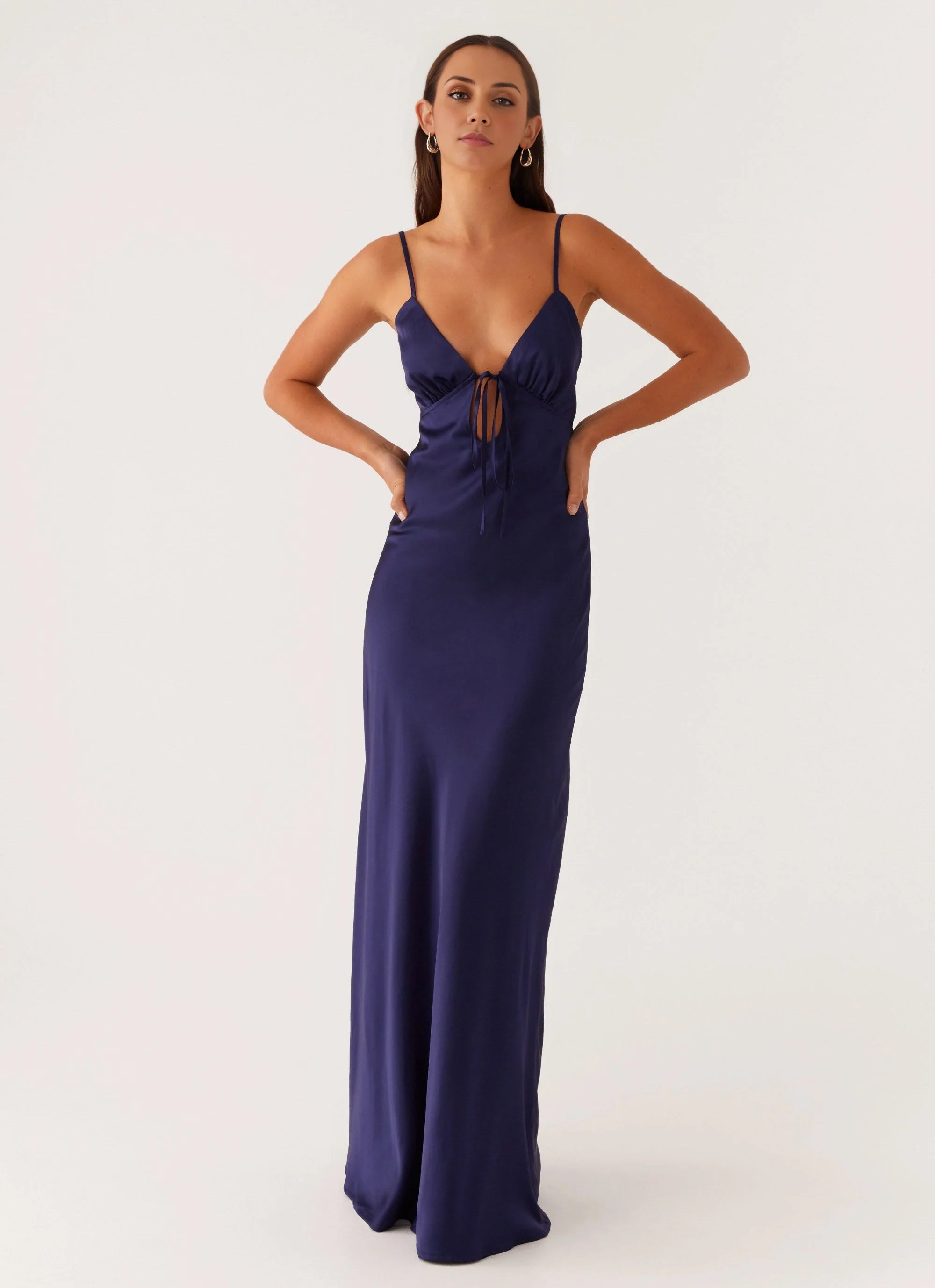 OKBBN's charming V-neck floral satin full lining design Prom Dresses
