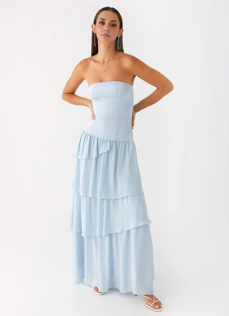 OKBBN's charming layered ruffled sleeveless off shoulder Homecoming Dresses